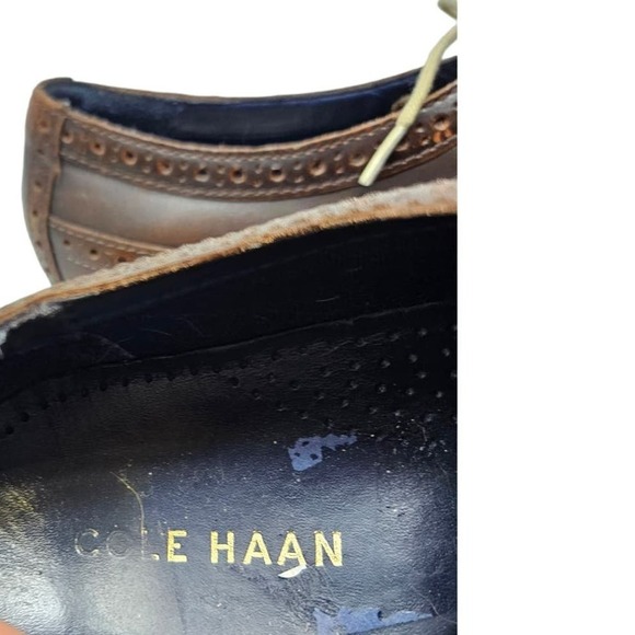 Cole Haan 10 Brown Leather Wingtip Loafer Classic Career Lace Up Dress Shoe